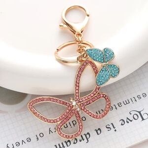 Pink and Blue Butterfly Keychain